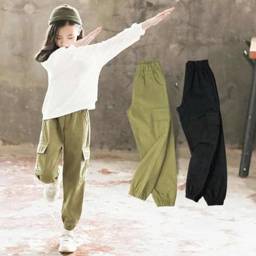 Toddler Boys Girls Cargo Pants Elastic Waist Active Jogger Pants Kids Casual Baggy Street Hip Hop Trousers Multi Pockets3