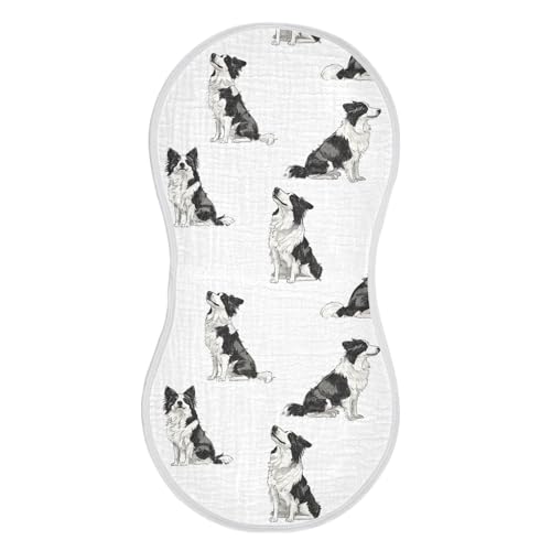 vvfelixl Cool Border Collie Burp Cloths for Baby Boy Girls Baby Washcloths Burp Rags 1 Pack