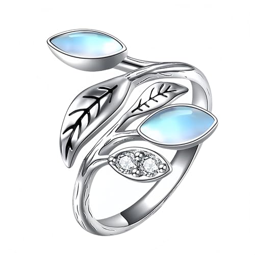 Bague pierre de lune naturelle en argent, le cadeau idéal pour femme avec son anneau ajustable