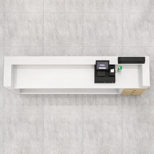 Image of Modern Reception Desk for Office, Hotel, Salon, Clinic, Spa & Commercial Lobby | Luxury Particle Board Reception Counter Table for Front Office & Welcome Area-(RCT-111 LPB L6W2)