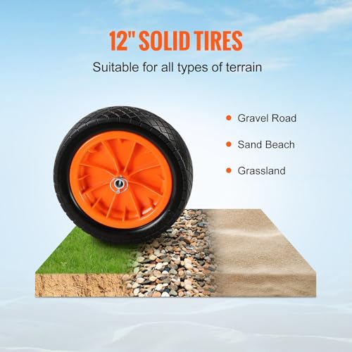 image for CooFel Heavy Duty Kayak Cart, Foldable Canoe Trolley Cart with 12'' Ti