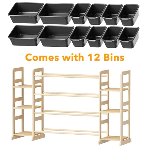 Image of SpaceAid Toy Storage Organizer with 6 Shelves and 12 Bins, Toy Organizers Storage Bookshelf, Kids Bin Shelf Toys Box Bookcase for Bedroom Playroom Organization Room Decor, True Black
