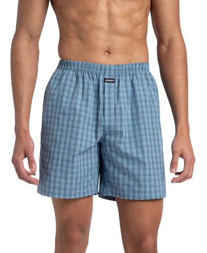 Image of Jockey 1223 Men Super Combed Mercerized Cotton Woven Checkered Boxer Shorts with Side Pocket (Pack of 2, Colors & Prints May Vary)