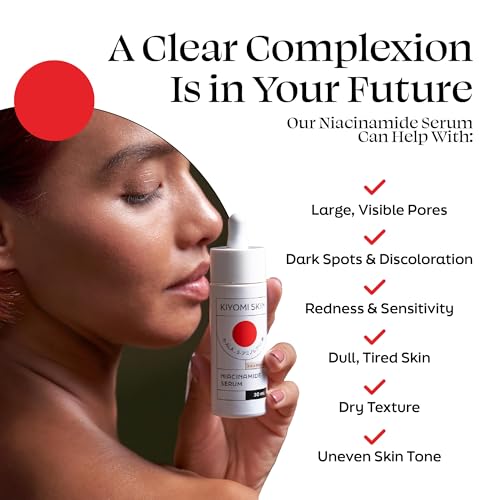 Kiyomi Skin Niacinamide Serum - Hydrating Vitamin B3 Face Serum with 5-ALA and Hyaluronic Acid for Pores, Dark Spots and Uneven Skin Tone - Soothing Facial Moisturizer for All Skin Types - 1 Fl Oz