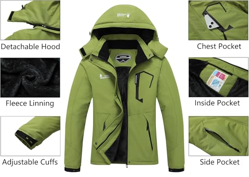 Image of MOERDENG Women's Waterproof Ski Jacket Warm Winter Snow Coat Mountain Windbreaker Hooded Raincoat Jacket
