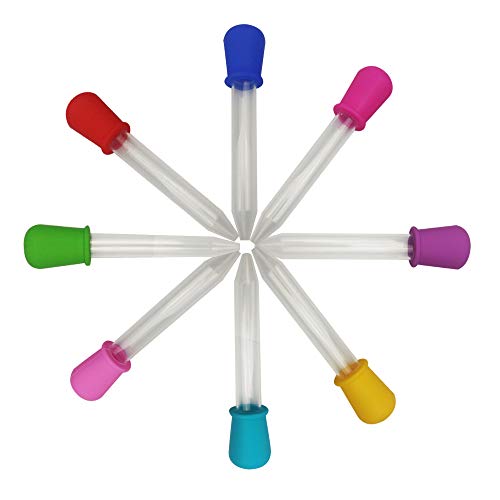 8PCS Liquid Droppers, and Plastic Pipettes Transfer Eyedropper with Bulb Tip for Candy Oil Kitchen Kids Gummy Making 8Colors