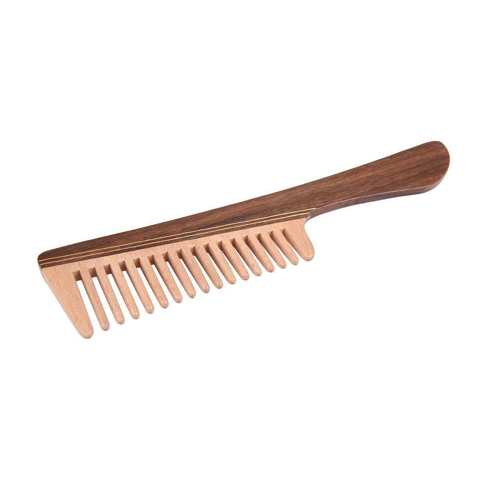 TAN MUJIANG Clear Mind - Pettine in legno con manico | Pettine grande da 215 mm | Design per capelli lunghi | Rituale di toelettatura consapevole