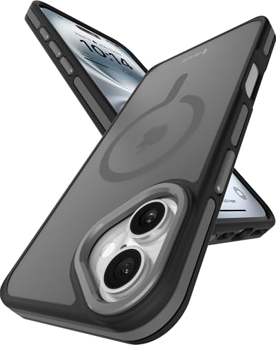 Image of eller sante Elementrix Back Cover Case for iPhone 16 Plus Scratch Resistant Camera Screen Protector TPU Shockproof 10ft Drop Protection Support Mag-Safe Wireless Charging- Grey