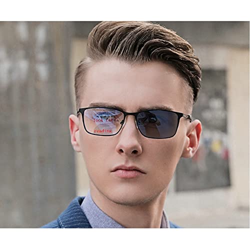 Mincl Transition Photochromic Bifocal Reading Glasses For Mens,Square Clear Uv Protection Sunglasses Readers 0 thumb #1