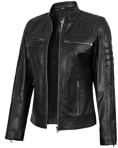Decrum Leather Jacket Women - Stylish Casual Real Lambskin Leather Jackets for Women