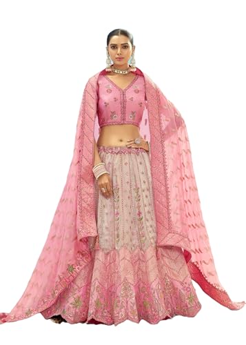 Lehenga en soie Futti 12070 brodé pour mariages et cérémonies de gala