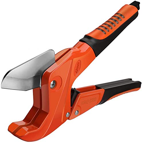 Image of AIRAJ PVC Cutter, Ratcheting Hose Cutter One-hand Fast Pipe Cutting Tool with Ratchet Drive for Cutting 1-1 /4 inch OD. PEX Plastic Tube,and PPR Pipe Suitable for Plumbers,Home Owner
