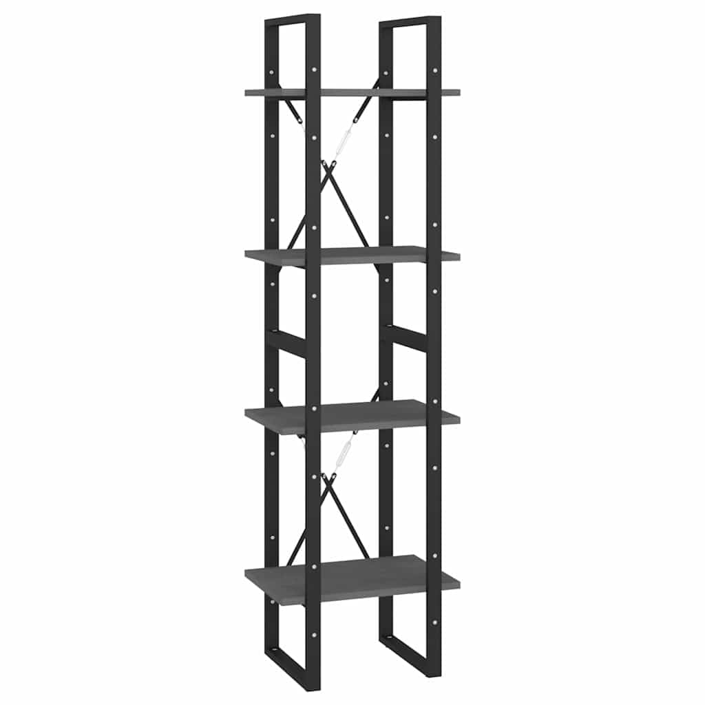 Libreria in legno massello di pino grigio, 40 x 30 x 140 cm