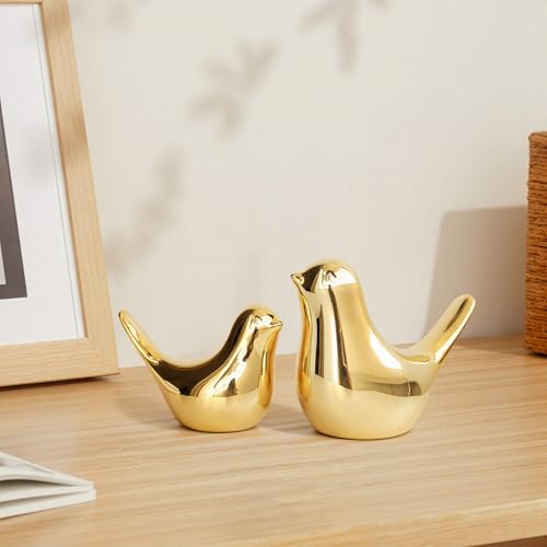 Figuras pequeñas de pájaros dorados para decoración moderna miniatura 6