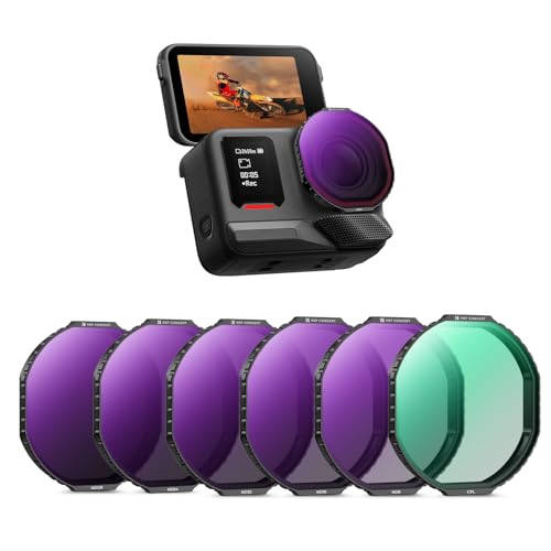 K&F Concept Snap on Fit ND Filter Compatible with Insta360 Ace Pro 2 New Lens Model(Not for Square Lens) 6 Pack PL ND8 ND16 ND32 ND64 ND128 Polarizer Neutral Density Light Reduction Filter
