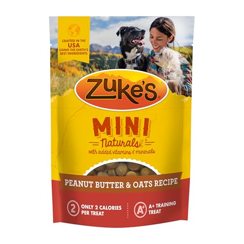Zuke’s Mini Naturals Training Dog Treats Peanut Butter and Oats Recipe – 16 Oz Bag