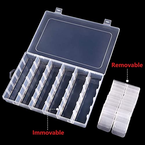 Image of 2Pack 18 Grids Craft Organizers and Storage Bead Organizer Tackle Box Organizer with Adjustable Divider, Plastic, Clear