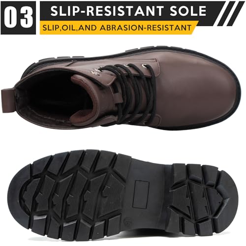 Image of Steel Toe Boots for Women Men, Waterproof Lightweight Safety Work Boots Durability Composite toe Construction Shoes with 6 inch