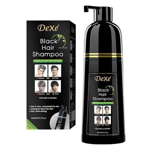 VedoAID Instant Black Hair Shampoo 400ml - Semi-Permanent D E X E black Hair Dye shampoo for Natural Hair Lasts 30 Days Fast Acting Formula for Men & Women