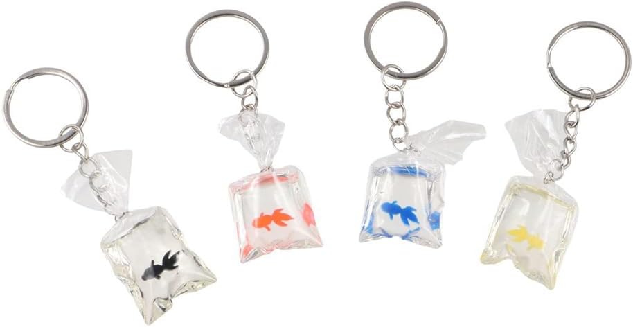 4Pcs Resin Goldfish Charms Keychain, Cute Creative Imitation Water Bag Fish Key Ring Transparent Water Bag Fish Pendant Women Car Purse Bag Accessories image 4