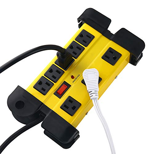 Heavy Duty Power Strip Surge Protector For Appliances, 8 Outlet Workshop Power Strip With 1200 Joules Surge, Metal Power Strip With 6Ft Extension Cord And Wide Spaced. #TOP4