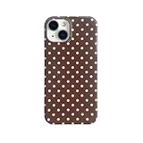 Reezaddin Brown Polka Dot Phone Case for iPhone 15 6.1in,Retro Vintage Cute Aeshtetic Classic Minimalist Chic Pattern Protective Cover for Girls Women