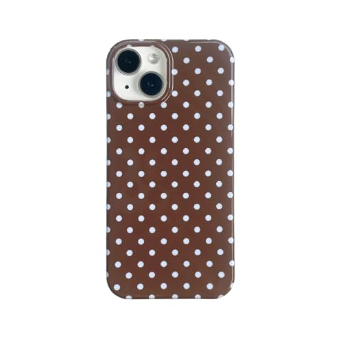 Reezaddin Brown Polka Dot Phone Case for iPhone 14/13 6.1in,Retro Vintage Cute Aeshtetic Classic Minimalist Chic Pattern Protective Cover for Girls Women