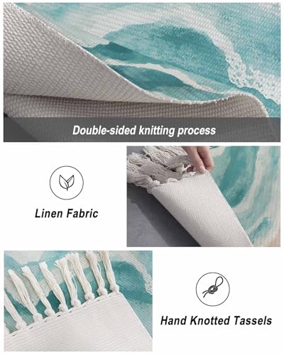Tapete Boho Coastal Azul Verde 2x3 ft miniatura 6