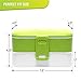 Easy to Clean Leakproof Bento Box with 2 Containers For Kids & Adults - Stackable Lunch Box With Cutlery, BPA- FREE, Microwave & Dishwasher Safe- Keep Wet and Dry Food With No Spill - Green