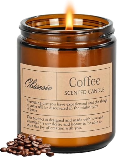 obisesio Kerzen,Duftkerzen,Kerzen Mit Kaffeeduft,Raumduftkerzen,Aromatherapiekerzen,200 G Sojawachs-Kerzen-Geschenkset,Geeignet FüR Wohn- Und Schlafzimmer,200g Soy Wax 45h Burning Time