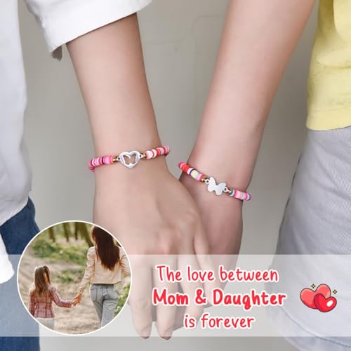 First Day of School Kindergarten Preschool Gifts, Mom and Daughter Matching Bracelets Set, Back to School Gifts for Girls Daughter4