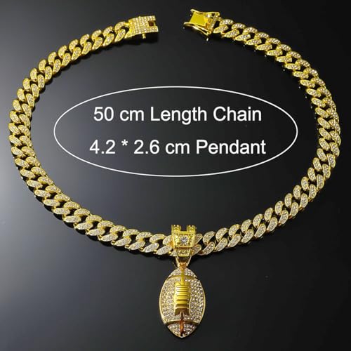 Iced Out Pendant American Football for men Cuban Link chain for men Necklace Football for Hip Hop Sports Pendant Rap Punk Rock Clubs Disco Diamond Bling Women jewelry sports2