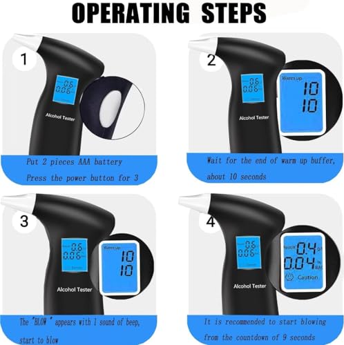Image of Breathalyzer Alcohol Tester for Personal Use, Portable Breath Alcohol Tester with LCD Display, 12 Replaceable Mouthpieces, Compact Alcohol Tester for Home, Party & Travel