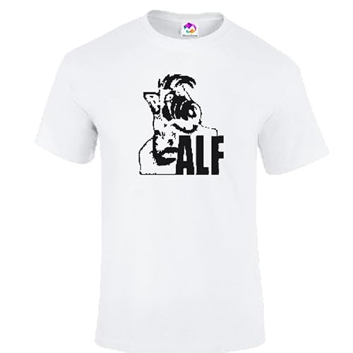 Moonbow Unisex White Alf Funny T Shirt (Uk, Alpha, M, Regular, Regular, )