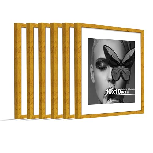 Image of Art Street Premium Photo Frame for living room, Classic Aesthetic Design Photo Frames for Photograph, Art Work, Kids Room Set of 6 (10x10 Inch, Gold)