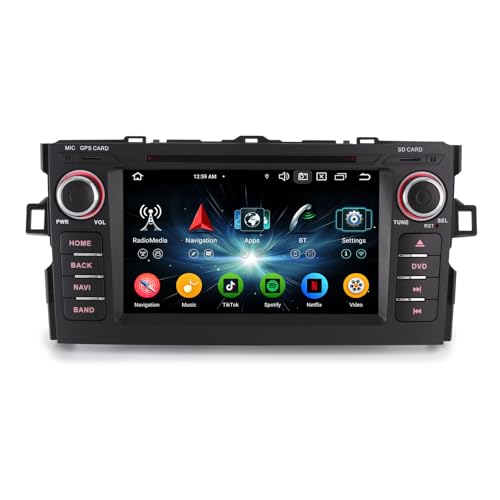 GONFEN 7 Pulgadas 8 Núcleos 4GB RAM+64GB ROM Android 14 Radio Coche Bluetooth para Toyota Auris 2007-2012 con Inalámbrico Carplay Android Auto Dab+ DVD WiFi 4G GPS RDS DSP Pantalla táctil IPS Canbus