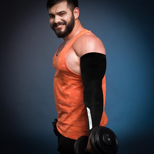 Image of BADOWL Arm Sleeves for Men & Women|UV Protection Hand Sleeves for Boys & Girls|Arm Cover for Biking, Cricket, Cycling, Outdoor Sports