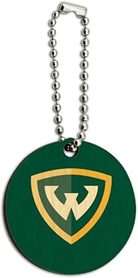 GRAPHICS & MORE Wayne State University Primary Logo Wood Wooden Round Keychain Key Chain Ring