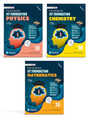 Image of Pearson IIT Foundation'25 Class 10 Physics Chemistry Mathematics (set of 3) | For JEE, NTSE & Olympiad Exams | JEE Practice Questions| Free Access to ... Solutions & Interactive Tests | 13th Edition