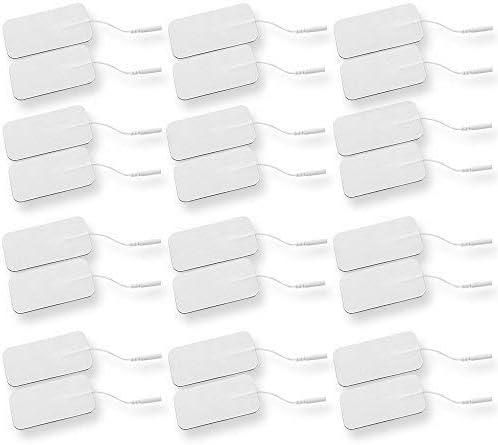 24 PCS Reusable TENS Unit Patches 2"x4" Rectangular with Industry Leading Self-Stick Performance and Non-Irritating Design (12 Pairs)