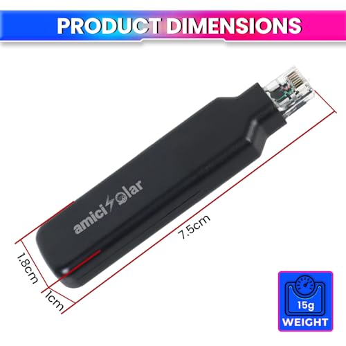 Image of amiciSolar WiFi + Bluetooth Module for Solar Hybrid Inverters - USB Communication Dongle with 2.4GHz WiFi, RS-232 Data Input, and Smart ESS App Compatibility