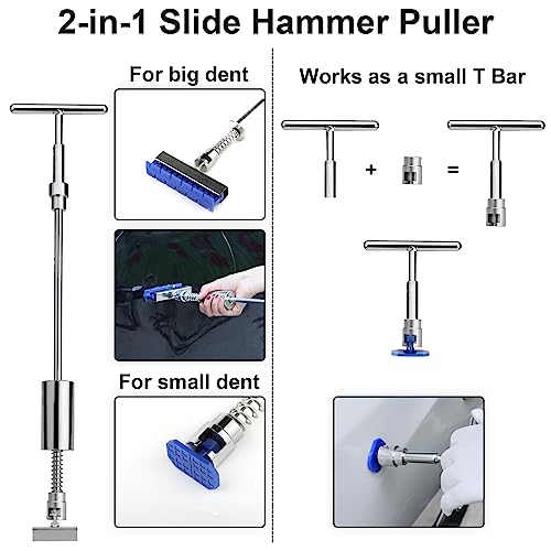 Bitlyle DENT REPAIR TOOLS-N2 Puller Hail Remover Kits,129Pc Professional Car Paintless Dent Removal Tools,Slide Hammer 2 In 1 T-Bar thumb #2