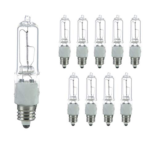 Sterl Lighting – 75 Watt E11 Base T4 Long Lasting High Output Chandelier Pendant Light Sconce Halogen Mini Candelabra Bulb JD E11 120V 75w 2.2Inch 1000Lm 2700K Warm White Clear - 10 Pack
