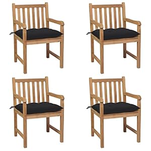 Generisch Generisch Gartenstühle 4 STK. mit Schwarzen Kissen Massivholz Teak,Möbel,Gartenmöbel,Gartensitzmöbel,Gartenstühle,55.84KG,3073026 Generisch Generisch Gartenstühle 4 STK. mit Schwarzen Kissen Massivholz Teak,Möbel,Gartenmöbel,Gartensitzmöbel,Gartenstühle,55.84KG,3073026