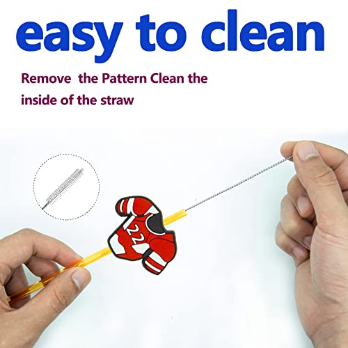 Meaxur 24 Pcs Ice Hockey Theme Straight Reusable Straws For Ice Hockey Sports Party Favors, Daily Drink Straws, Birthday Party, Class Reunion, Sports Party Supplies With 2 Cleaning Brush. (6 Colors) #TOP2