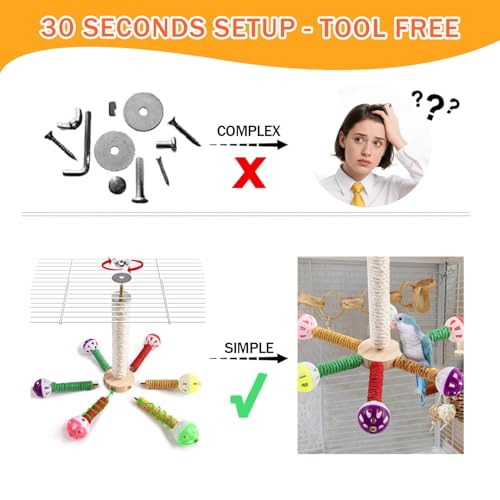 Image of Bird Perches for Cage, 6 Perches Bird Perch Toy, Cage Replacement Parts for Budgies, Cockatiels, Parrots, Lovebirds, Finches, Conures