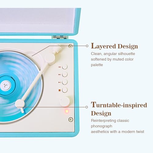 Image of Portable CD Player with Bluetooth 5.2, Rechargeable Battery & Built-in Speakers - Hi-Fi Retro Suitcase Design for Home Decor, AUX /TF Card Support - Ideal Gift (Light Blue)