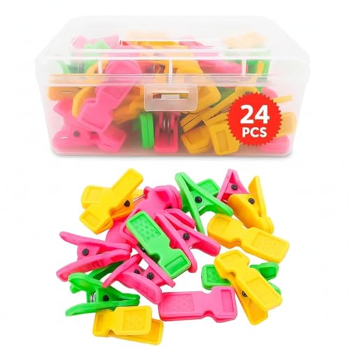 Image of PulGos 24 Pcs Cloth Clips with Storage Box | Heavy Duty Build Laundry Pegs | Wind Resistant Strong Grip | Clothes Pins for Drying & Hanging| Multipurpose Clips for Indoor & Outdoor Use | Plastic Clips