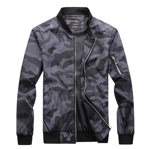 Veste de baseball homme légère anti-vent - Blouson camouflage aviateur col montant