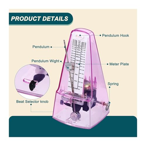 Métronome mécanique universel violet transparent pour violon - 5
